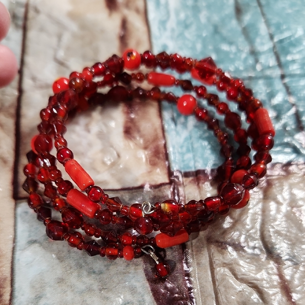 Vibrant Red Multi-Strand Beaded Bracelet